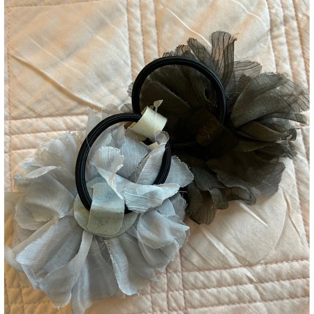 Anthropologie Floral Hair Tie‎ Set 2pc NWT